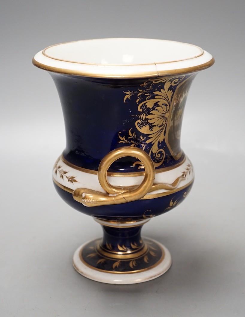 A Derby named twin handled cup, 'View in North Wales' - 17cm tall - Image 2 of 7