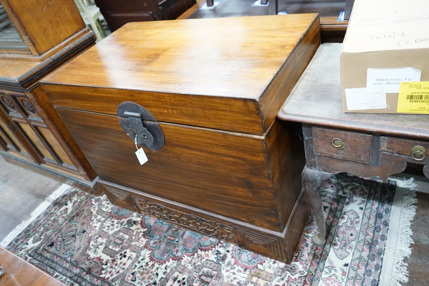 A Chinese hardwood coffer, width 105cm depth 63cm height 82cm - Image 2 of 4