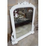 A Victorian style overmantel mirror, later white painted, width 110cm, height 126cm