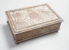 A Tiffany Studios box, pine needles pattern, 15 cms wide x 5cms high.