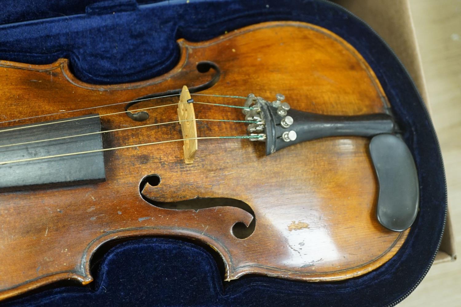 A 19th century German violin stamped Hopf, cased - Image 4 of 8