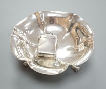 A late Victorian silver vesta case, Lucas & Co, Birmingham, 1898 and a later silver dish by