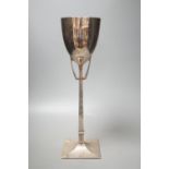 A stylish early 20th century German 800 standard white metal presentation trophy cup, with