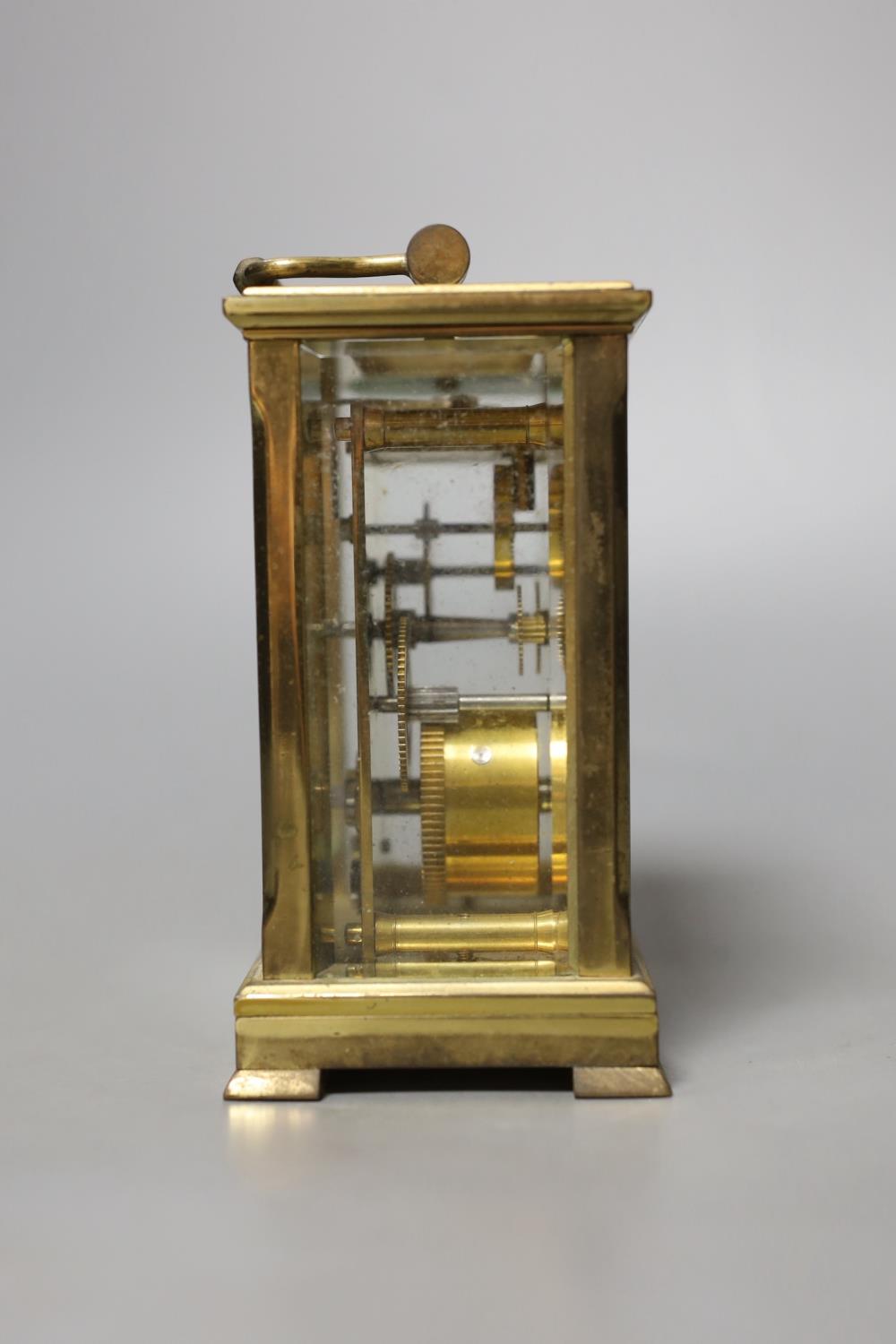 A Dent retailed brass carriage timepiece,12 cms high. - Image 4 of 5