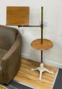 A Victorian mahogany brass and cast iron adjustable reading table, height 122cm