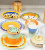 A quantity of Shelley dripware and six Wedgwood reproduction Clarice Cliff plates, largest plate