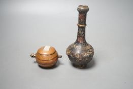 A Chinese cloisonné enamel vase, probably Qing period and a bronze box, tallest 15cm