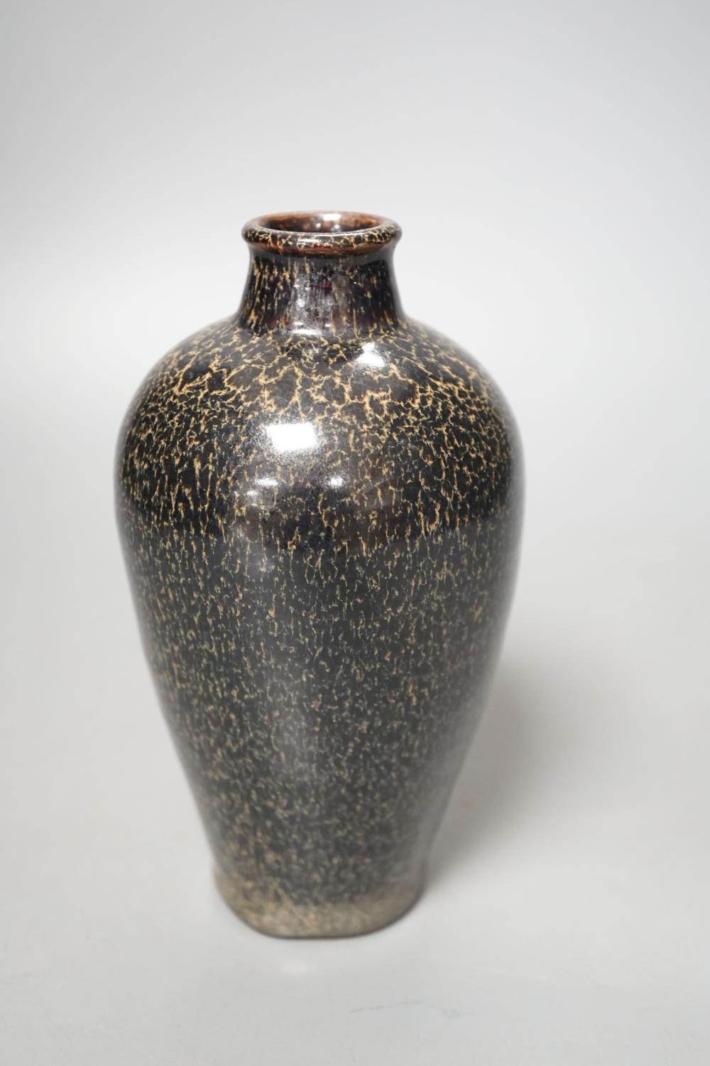 A Chinese oil spot glaze vase, Song style, 27 cms high. - Image 2 of 6