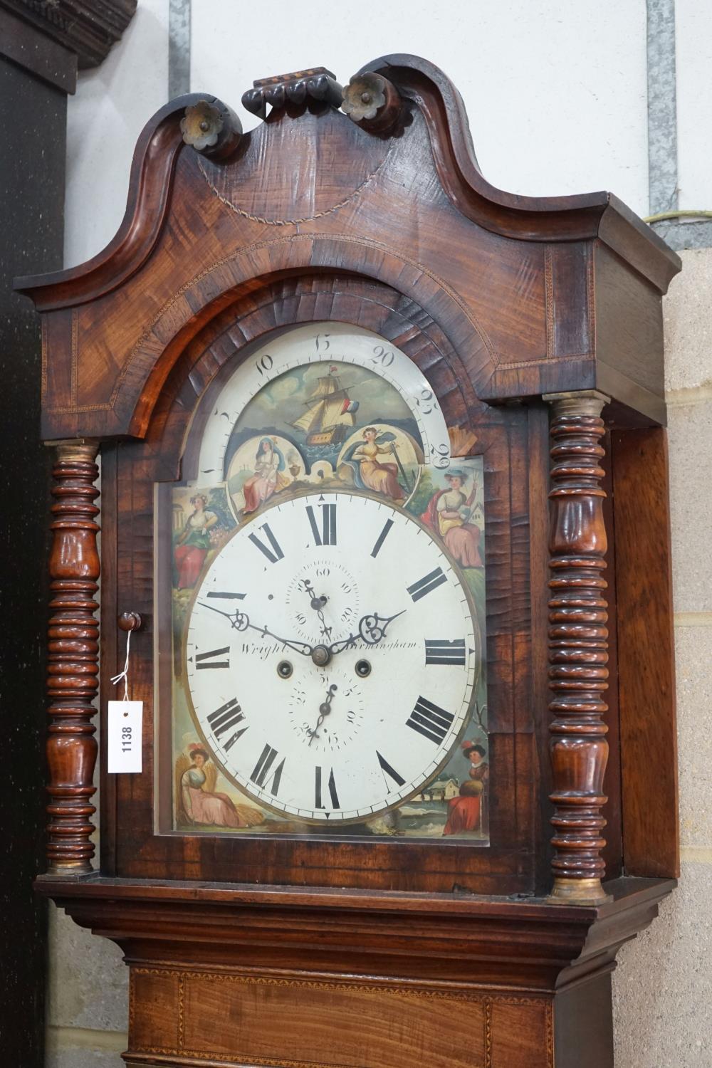 An early 19th century mahogany eight day longcase clock marked Wright, Birmingham, height 236cm - Image 2 of 5