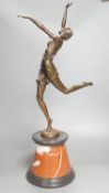 After Bruno Zach, bronze sculpture of a dancer on marble base, height 64cm