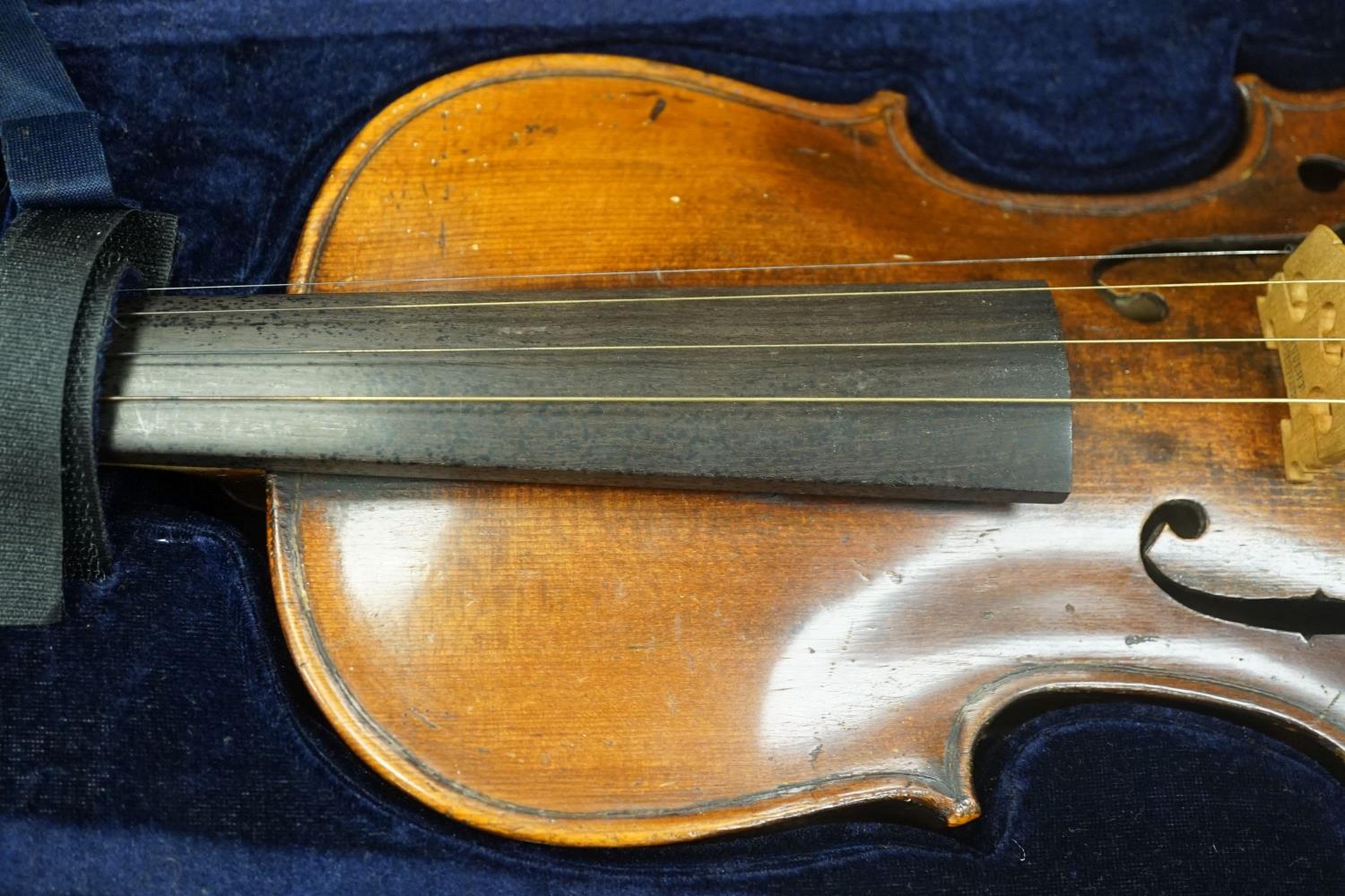 A 19th century German violin stamped Hopf, cased - Image 3 of 8