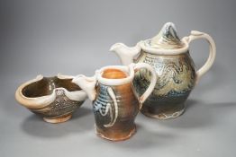 A three piece Temple Barn pottery tea set
