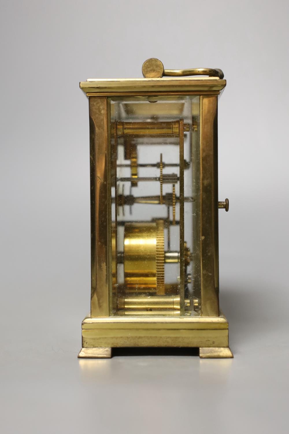 A Dent retailed brass carriage timepiece,12 cms high. - Image 2 of 5