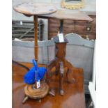 A late Victorian beech smoker's stand together with an oak adjustable table