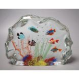 A Murano ‘fish aquarium’ lamp work glass paperweight,(unsigned) 20 cms diameter.