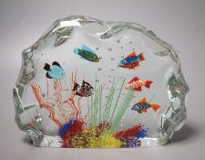 A Murano ‘fish aquarium’ lamp work glass paperweight,(unsigned) 20 cms diameter.
