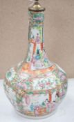 A Chinese famille rose table lamp, 32cm excl lighting mounts