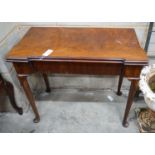 A George III rectangular mahogany folding tea table, width 86cm, depth 43cm, height 73cm