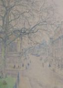Bernard C. Gotch (1876-1963), watercolour, London street scene, signed, 32 x 24cm