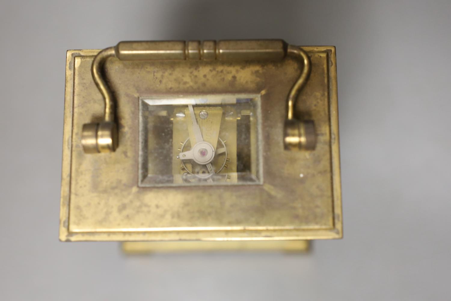 A Dent retailed brass carriage timepiece,12 cms high. - Image 5 of 5