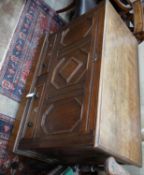 An 18th century oak mule chest, width 119cm depth 56cm height 81cm