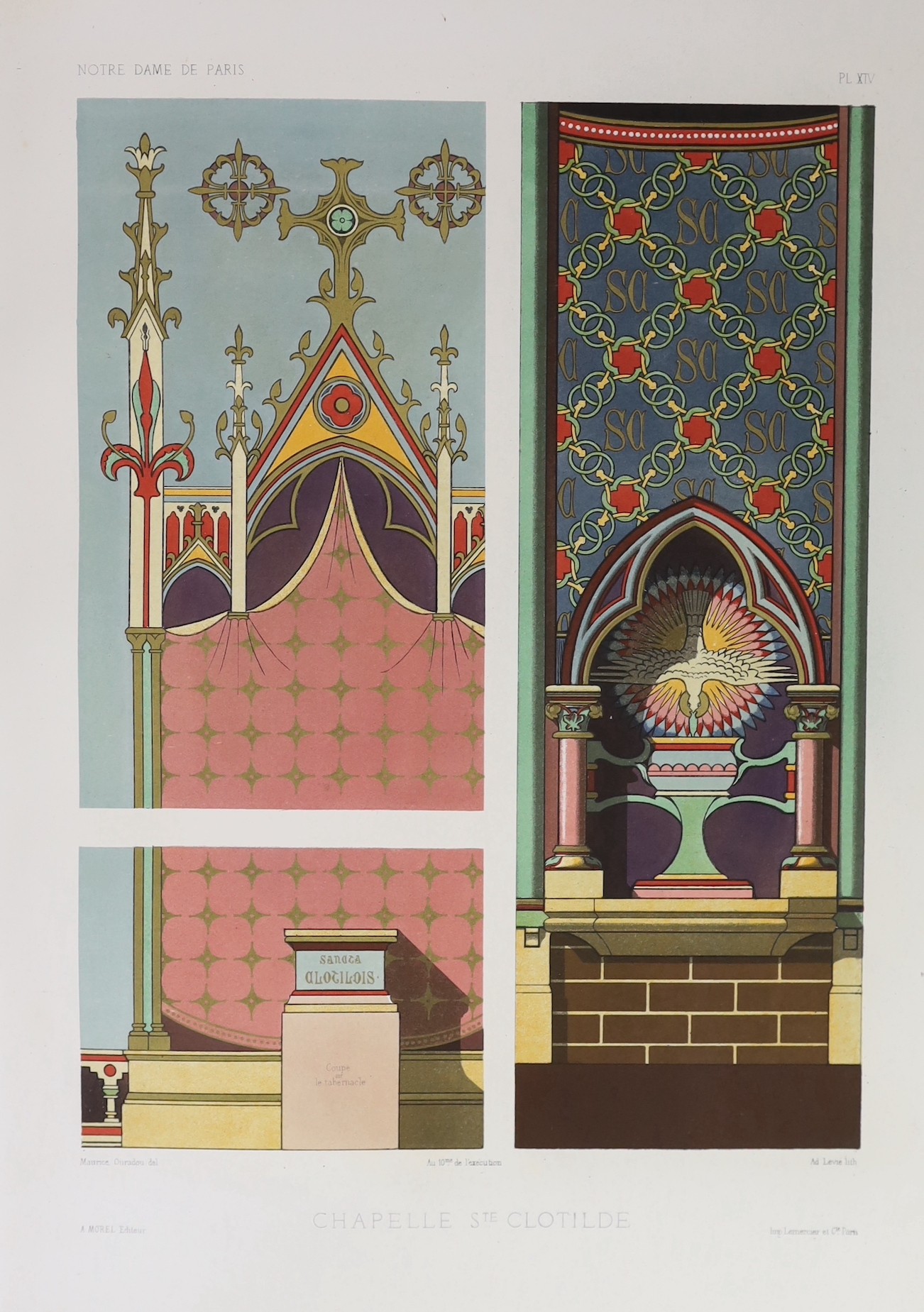 ° ° Violet-le-Duc, Eugene Emmanuel and Ouradou, Maurice - Peintures Murales des Chapelles de Notre- - Image 3 of 4