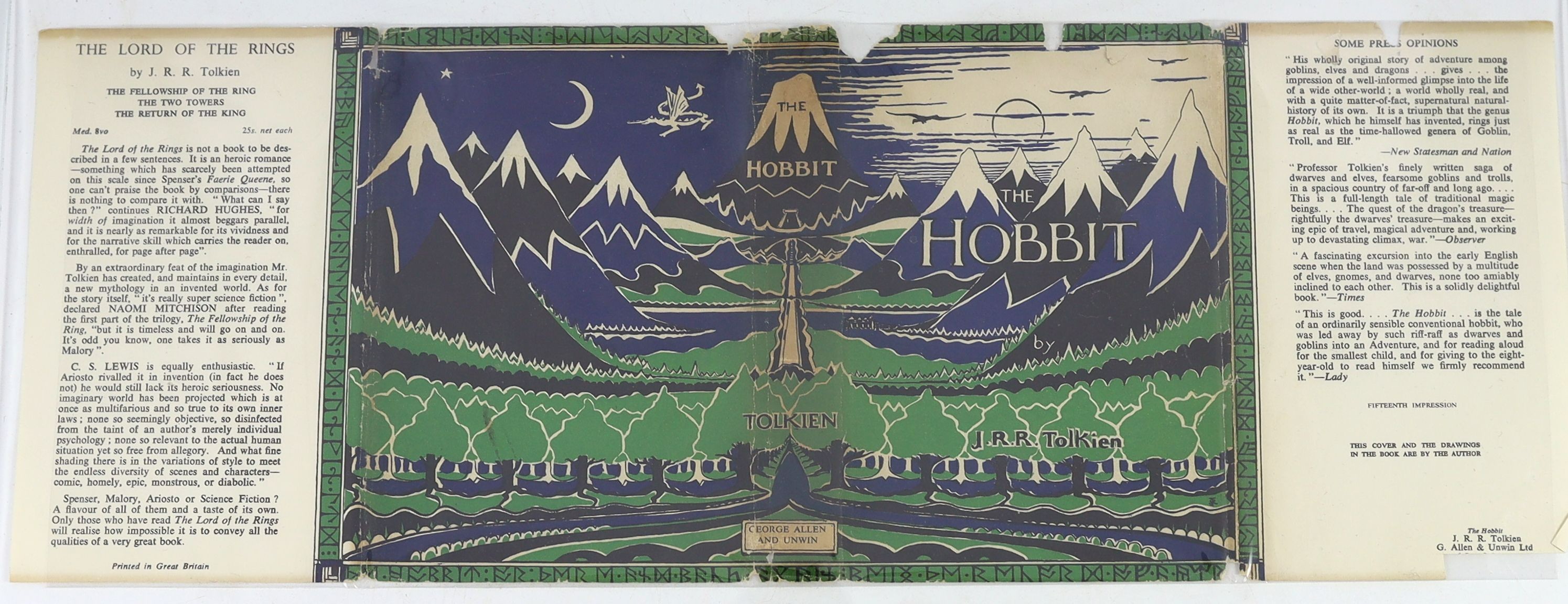 ° ° Tolkien, John Ronald Reuel - The Hobbit, 2nd edition, 15th impression, map endpapers, original - Image 4 of 4