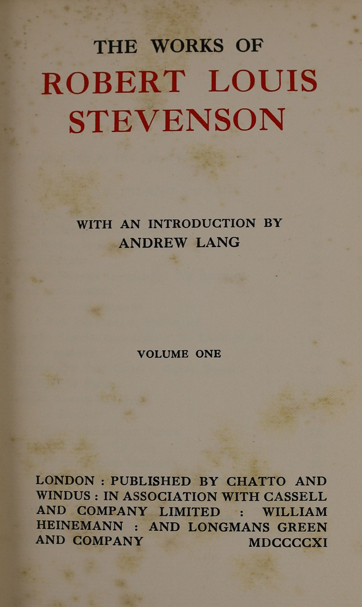 ° ° Stevenson, R.L. - The Works, introduction by Andrew Lang, 25 vol., Swanston edition, number 1565 - Image 2 of 3