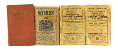 ° ° Wisden, John - Cricketers’ Almanack, 3 vols, for 1934-35 and 1939, original wraps, and 1947,