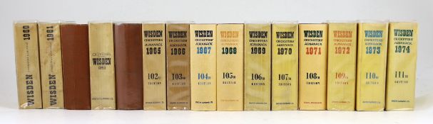 ° ° Wisden, John - Cricketers Almanack for the years 1960 (97th edition) - 1974 (111th edition),