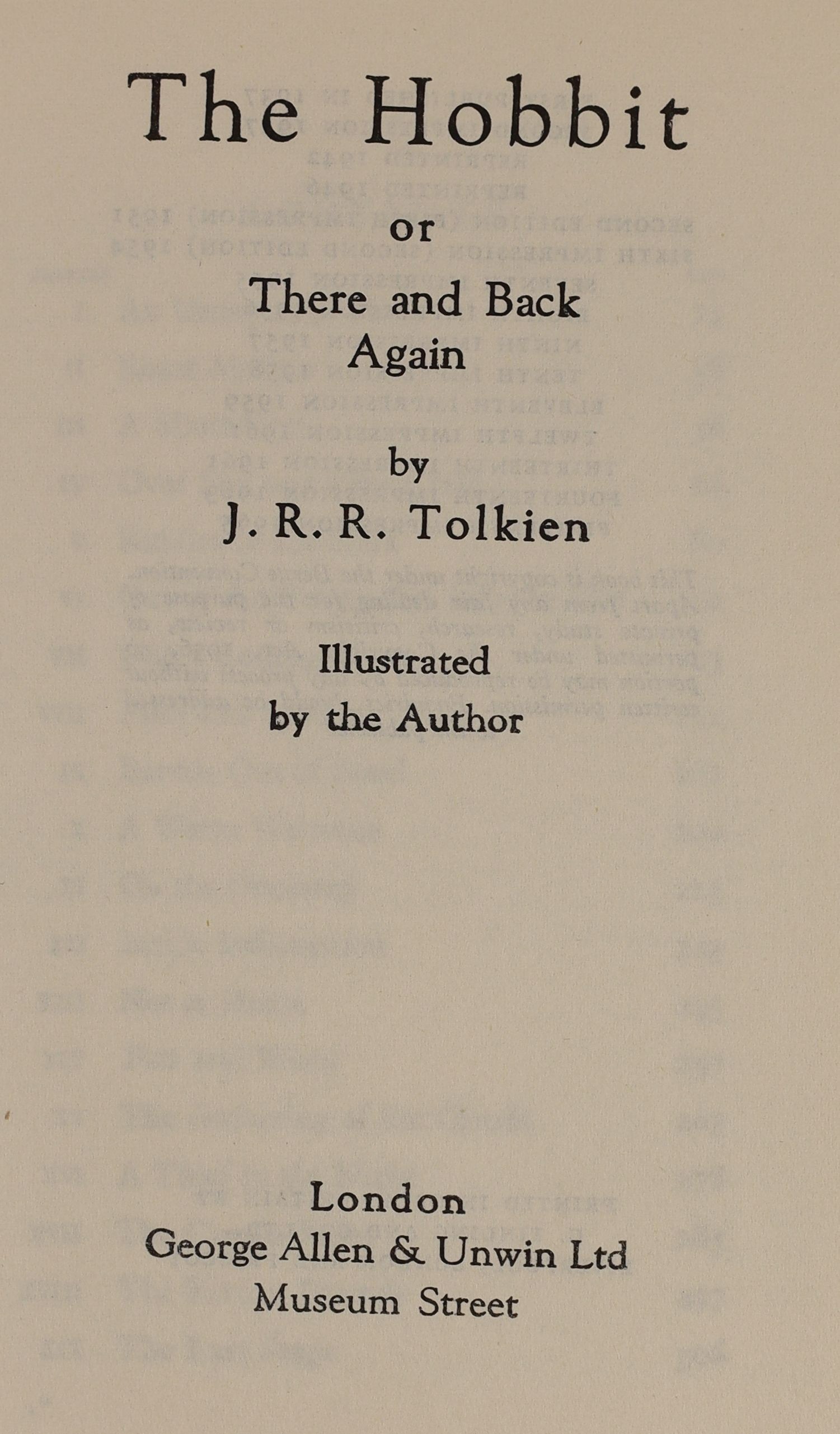 ° ° Tolkien, John Ronald Reuel - The Hobbit, 2nd edition, 15th impression, map endpapers, original - Image 2 of 4