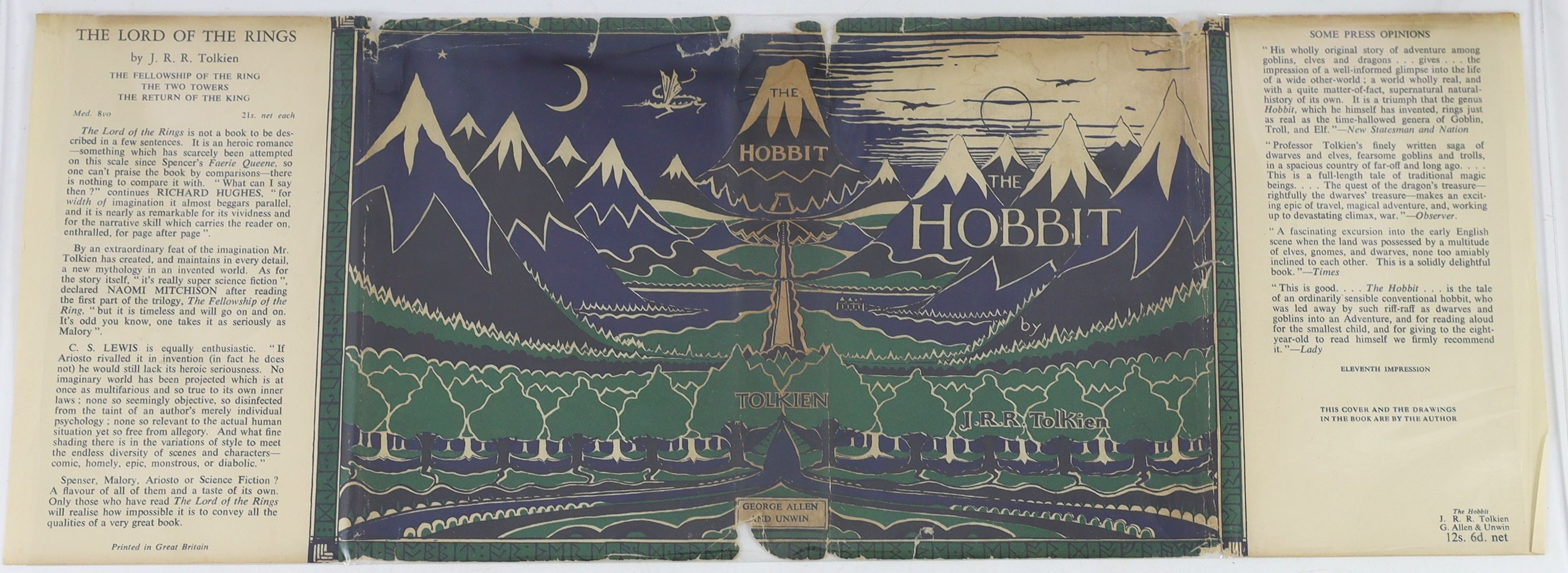 ° ° Tolkien, John Ronald Reuel - The Hobbit, 2nd edition, 11th impression, with colour frontispiece, - Image 5 of 5