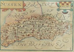 Pieter van den Keere (1571-1646), hand coloured engraving, Map of Sussex (after John Speed),