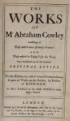 ° ° Cowley, Abraham - The Works, 2 parts in one vol., folio, modern crushed brown morocco,