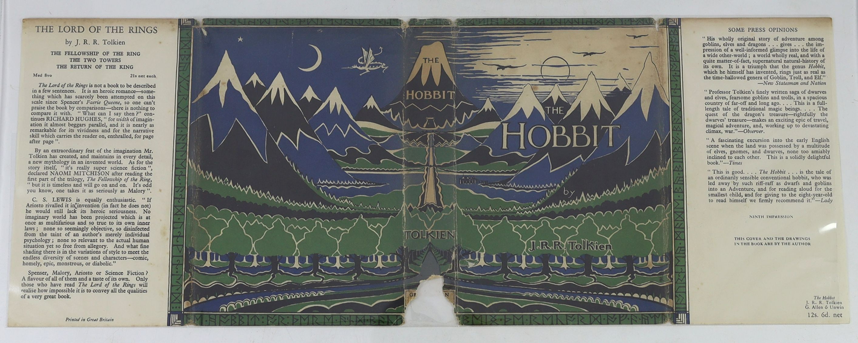 ° ° Tolkien, John Ronald Reuel - The Hobbit, 2nd edition, 9th impression, with colour - Image 2 of 5