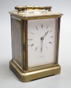 A brass cased carriage timepiece 13cm