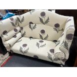 A George Smith high back settee upholstered in floral fabric, width 160cm depth 75cm height 116cm