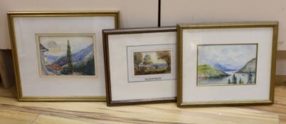 Sir Alfred East (1849-1913), two watercolours, Alpine scenes, both signed, one dated '96, 12 x