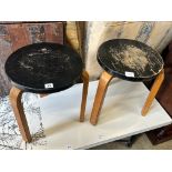 A pair of Finmar? Alvar Aalto stools, diameter 35cm height 44cm