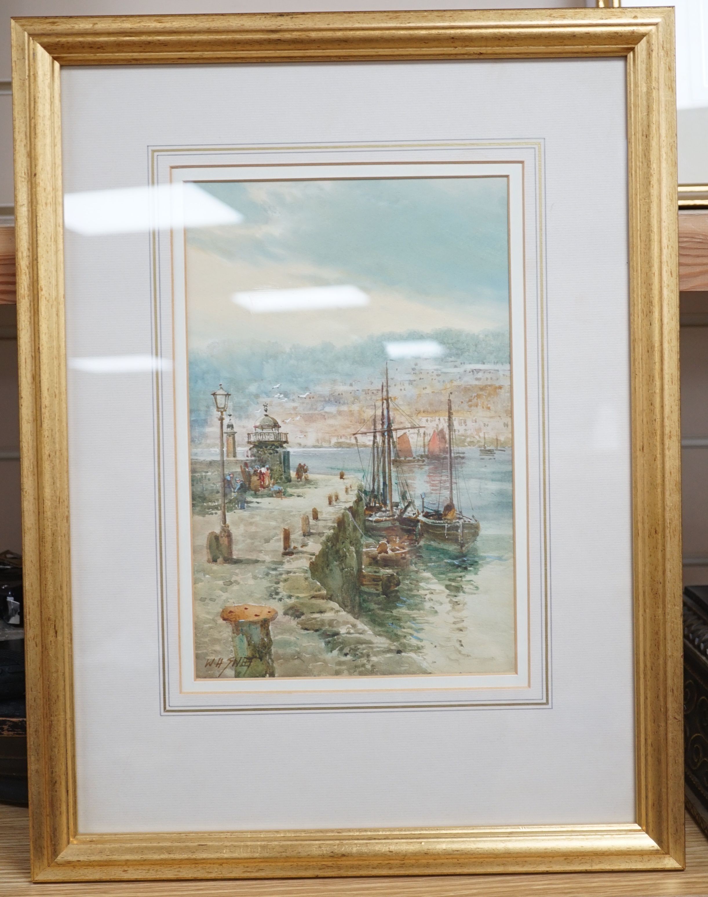 Walter H. Sweet (1890-1943), Fishing boats at Newlyn, watercolour, signed, 27 x 18cm - Image 3 of 3