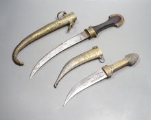 2 Horn and brass Indo-Persian jambiya daggers