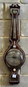 A Victorian mother of pearl inlaid rosewood wheel barometer, 101cm