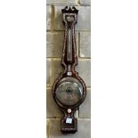 A Victorian mother of pearl inlaid rosewood wheel barometer, 101cm