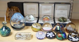 2 Caithness glass vases together with 11 various paperweights, including 3 boxed Caithness and a