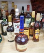 14 bottles of assorted whisky, brandy cognac etc
