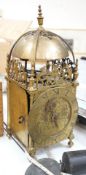 An 18th century and later brass lantern clock, 39cm