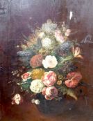 Dutch, 17th century style, oil on canvas, still life of flowers, 86.5 cm X 66 cm