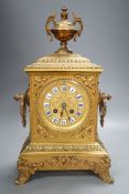A French gilt metal mantel clock-41cm high.