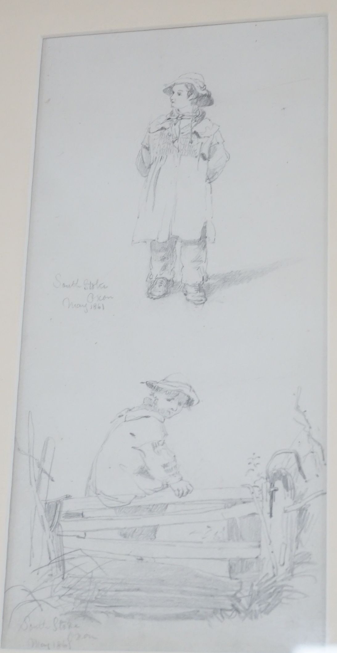 John Henry Mole (1814-1886), Child on a stile and study of another child, inscribed ‘South Stoke, - Image 2 of 3