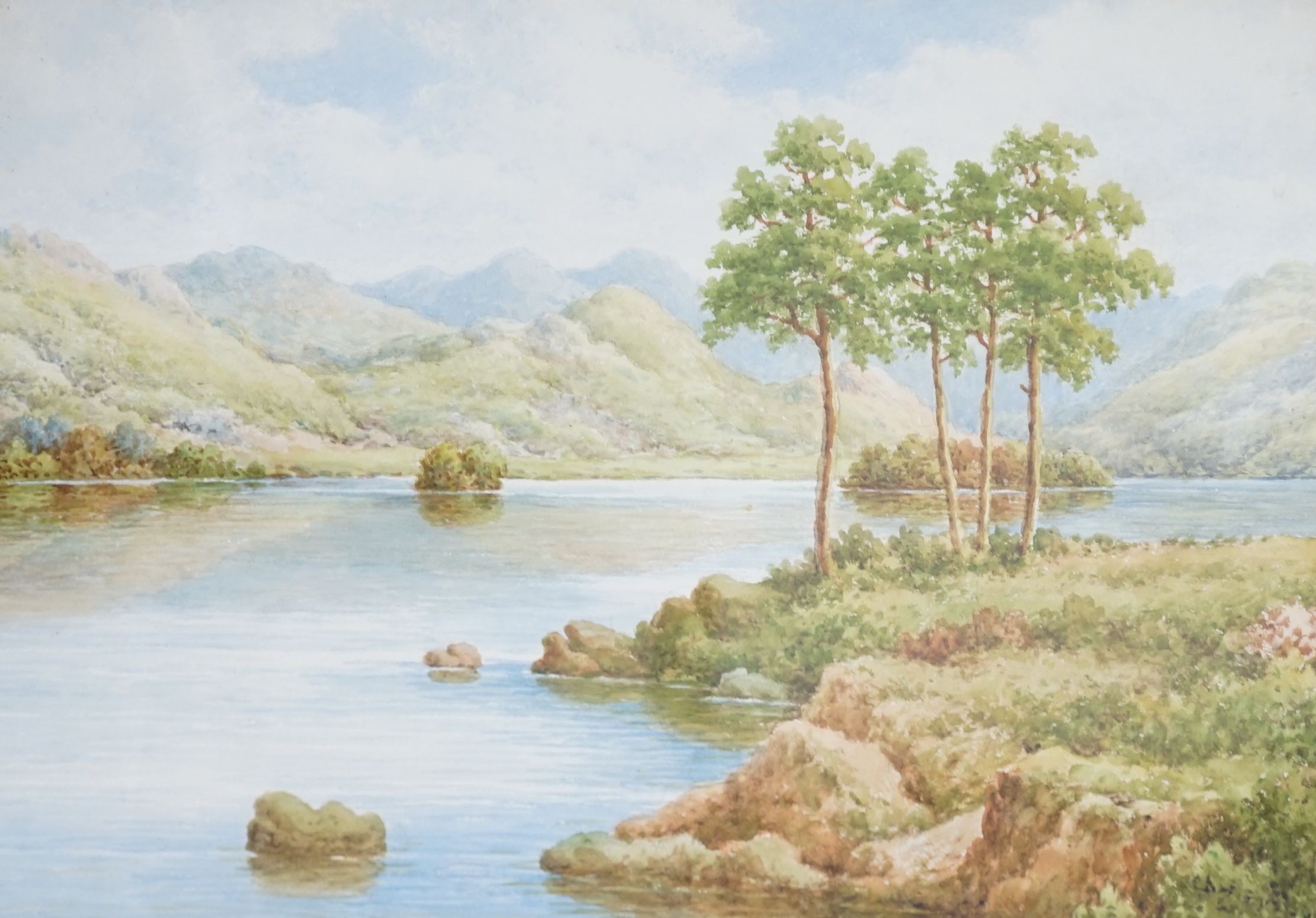 Charles A. Bool (fl. early 20th century), a pair of watercolours, Derwent water and Ullswater - Image 2 of 4